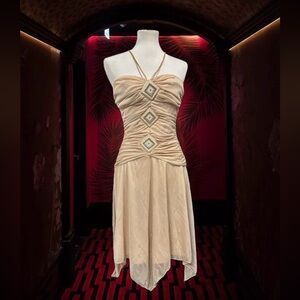 XOXO Gold & Cream Shimmer Dress